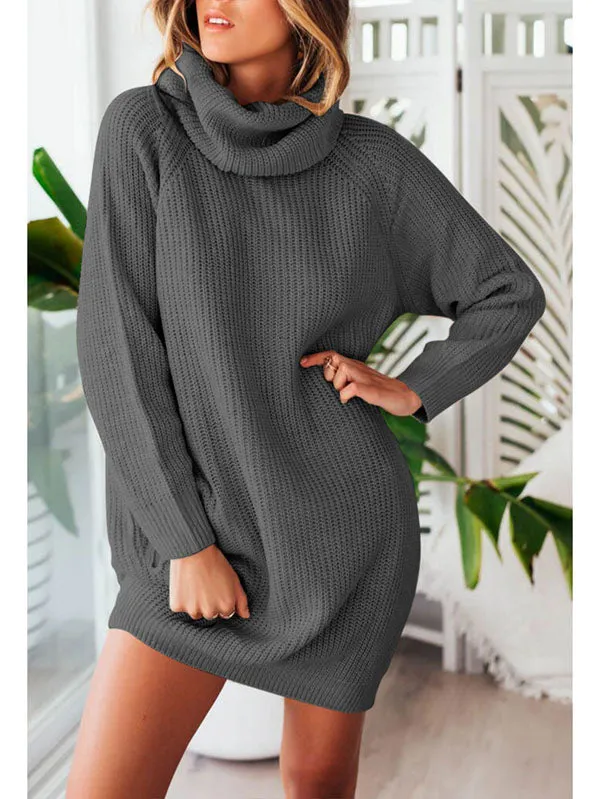 Pinkqueen Oversized Sweater Dress Long Sleeve Turtleneck Dress