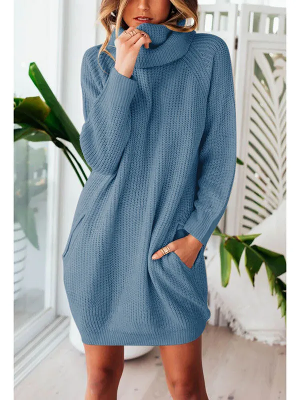 Pinkqueen Oversized Sweater Dress Long Sleeve Turtleneck Dress