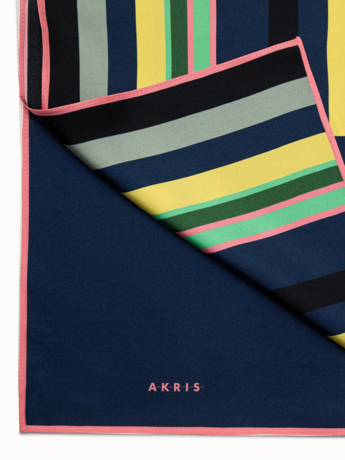 Silk Twill Polychromatic Stripes Scarf