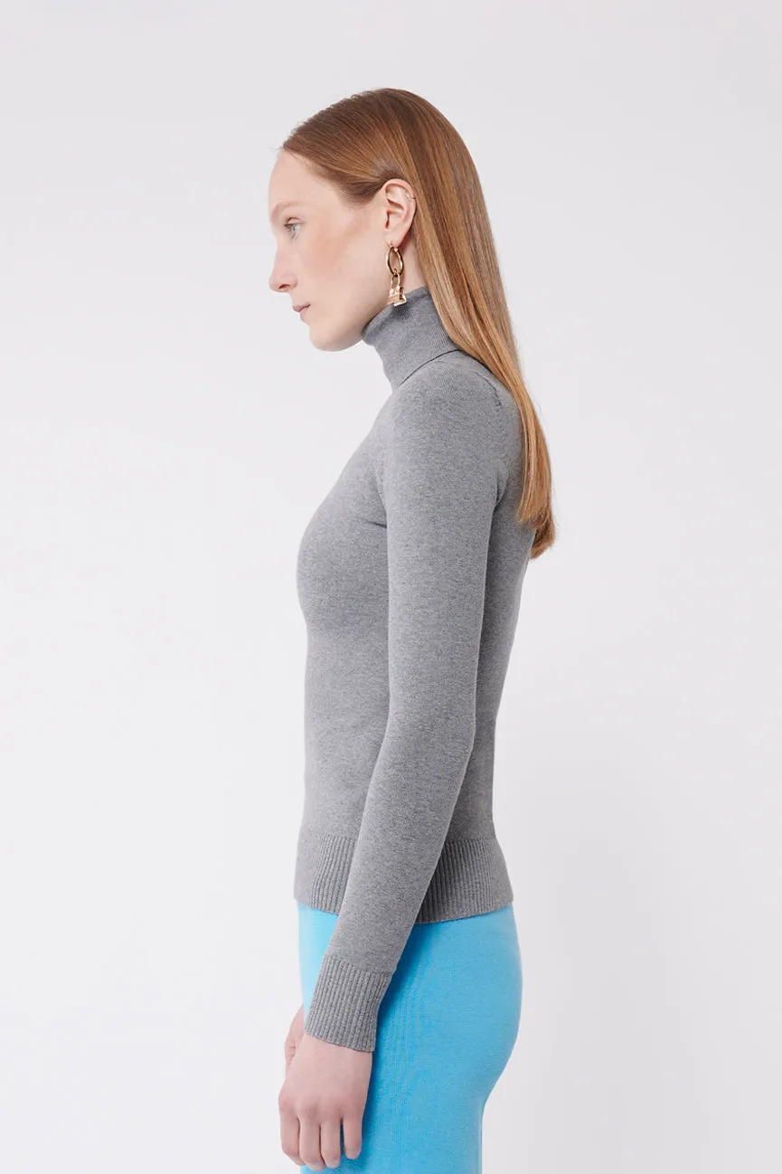 Slate Grey Peachskin Long Sleeve Turtleneck