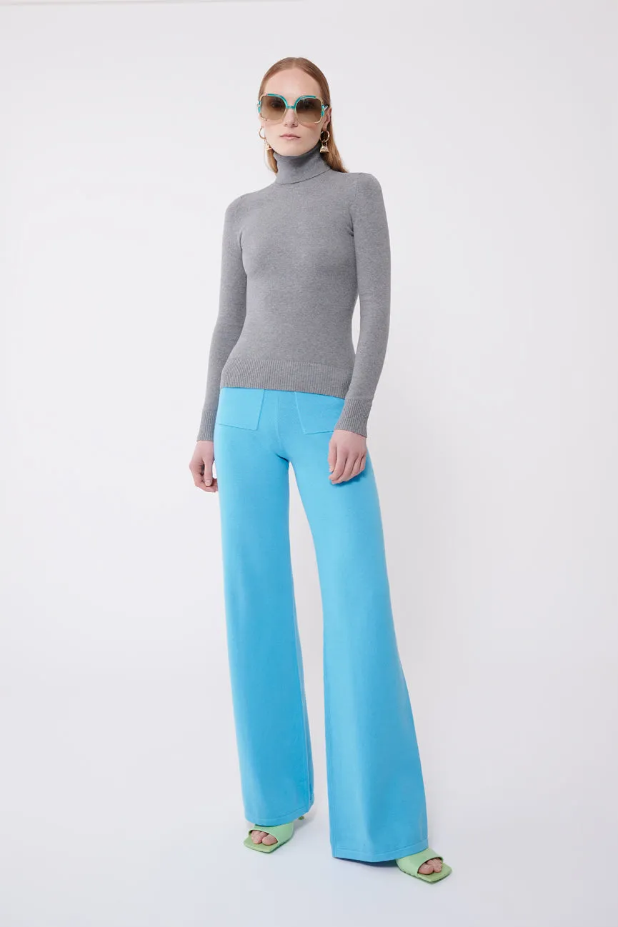 Slate Grey Peachskin Long Sleeve Turtleneck