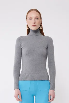 Slate Grey Peachskin Long Sleeve Turtleneck