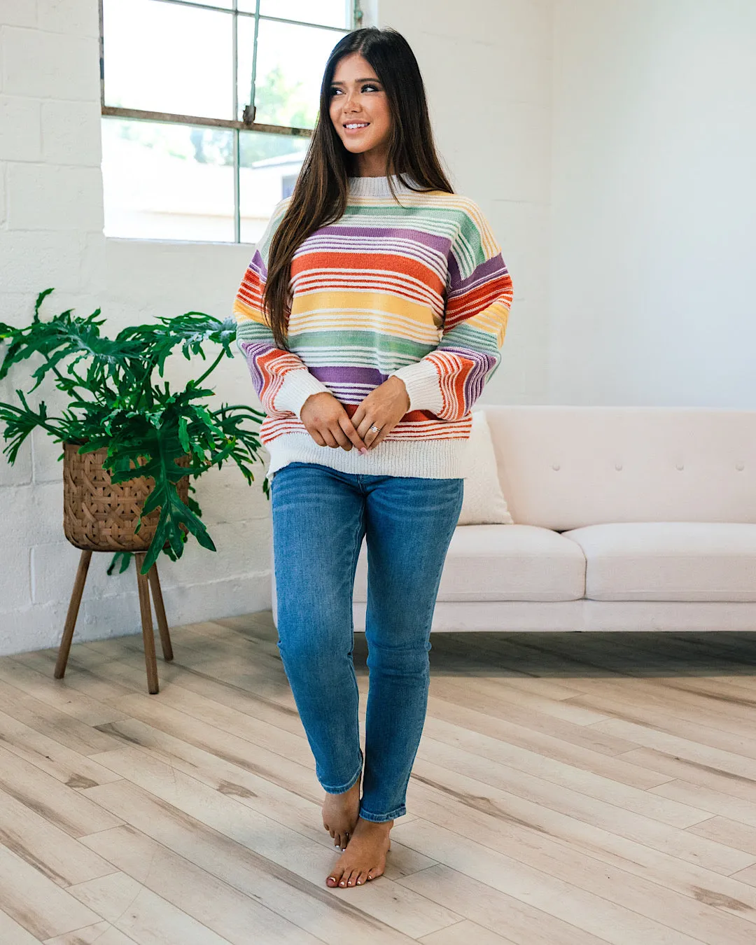 Stephanie Rainbow Striped Sweater