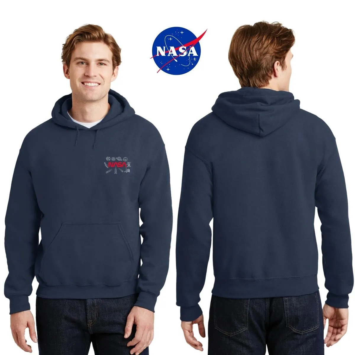 Sudadera Hombre Hoodie Nasa Espacio Escudo