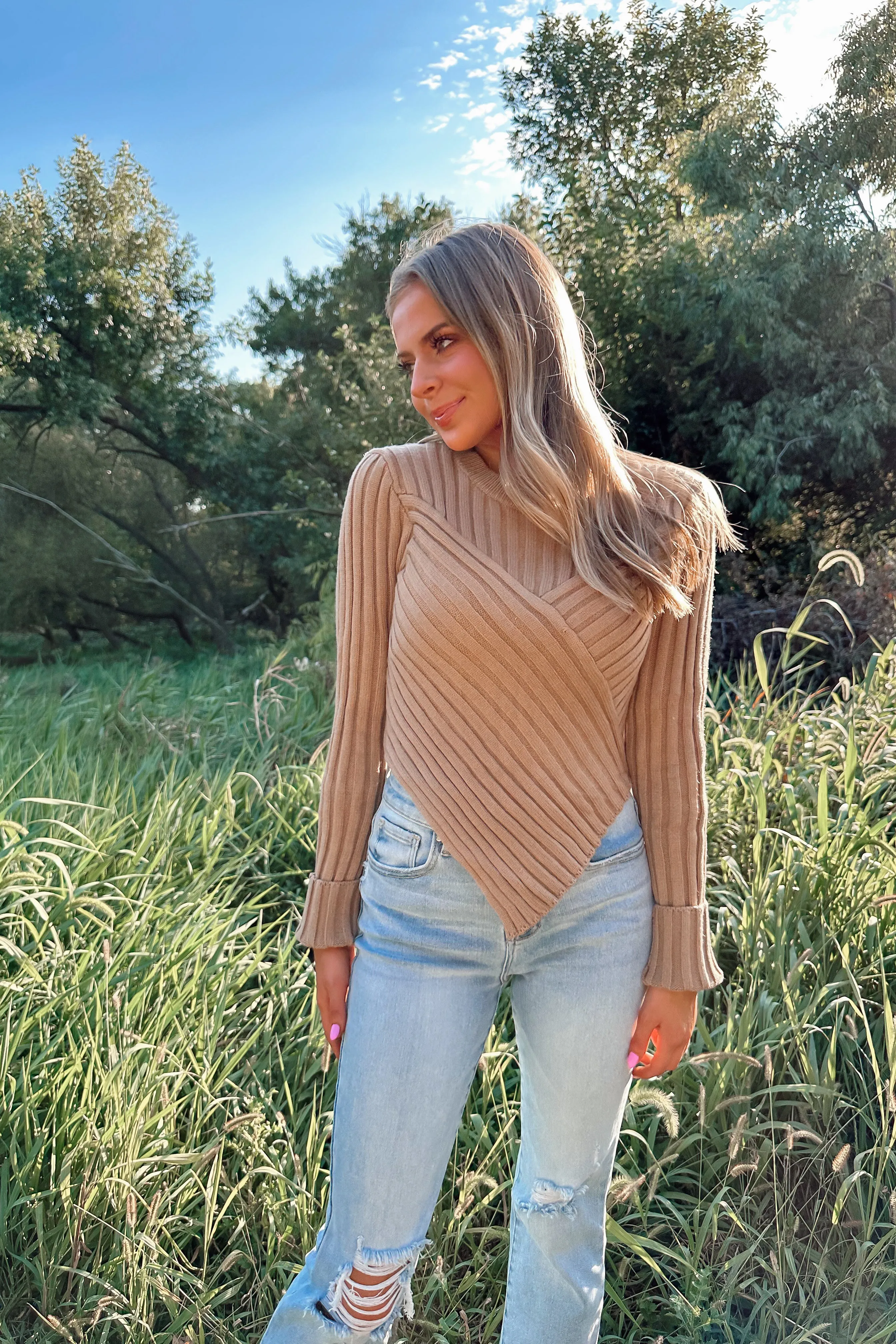 Sweater Weather Top Tan