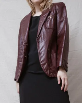 Vintage 70s ETIENNE AIGNER Maroon Leather Jacket (S)