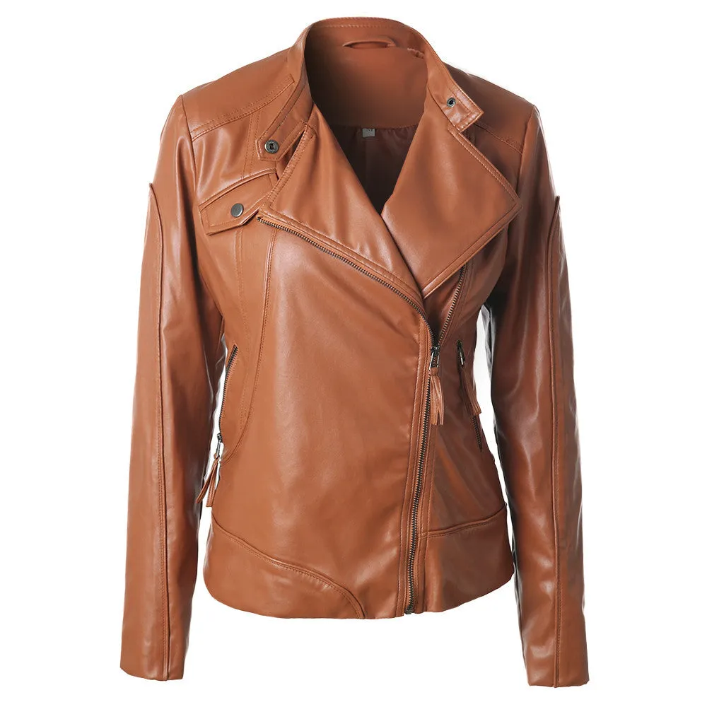 WealFeel Diagonal Zip Up Front Leather Jacket