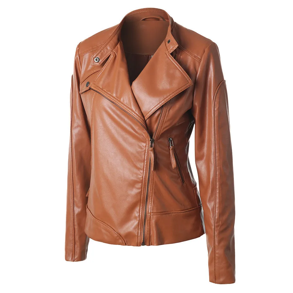 WealFeel Diagonal Zip Up Front Leather Jacket