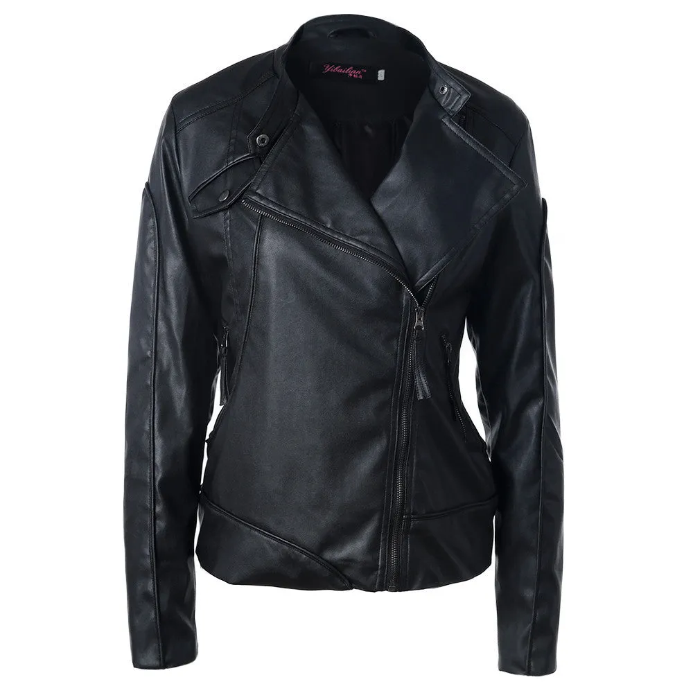 WealFeel Diagonal Zip Up Front Leather Jacket