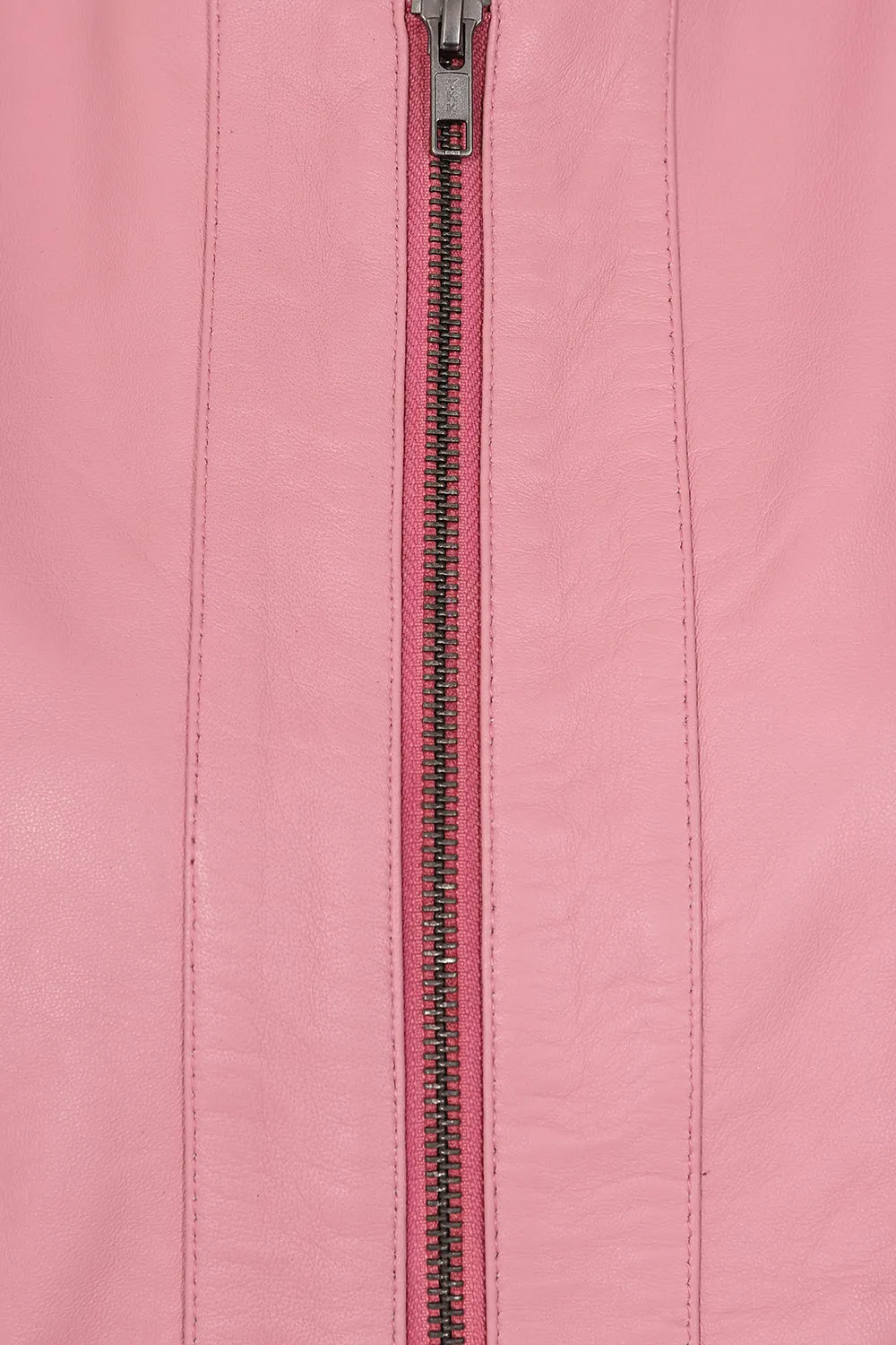 Women's Classic Pink Real Leather Jacket - LIZZY