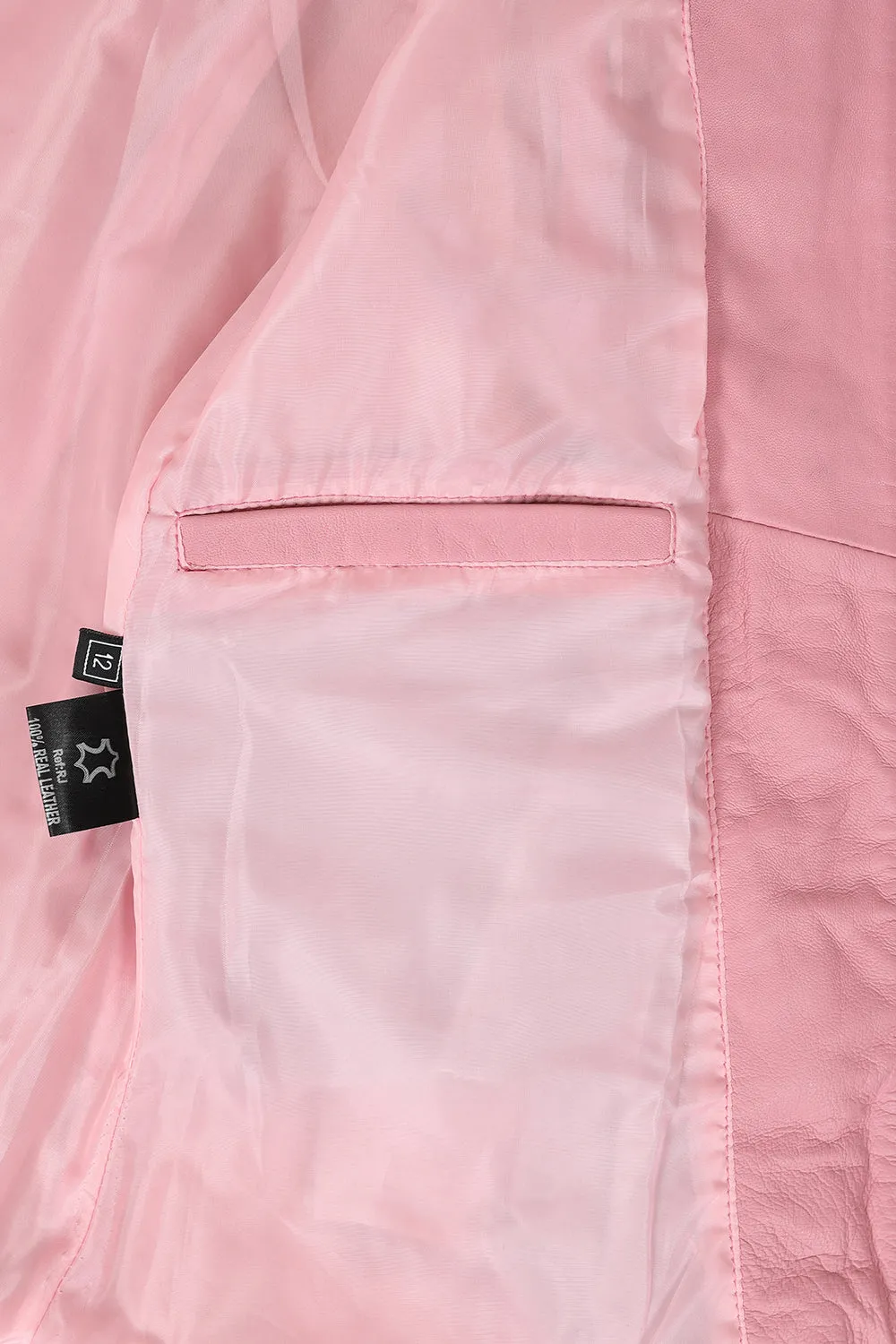 Women's Classic Pink Real Leather Jacket - LIZZY